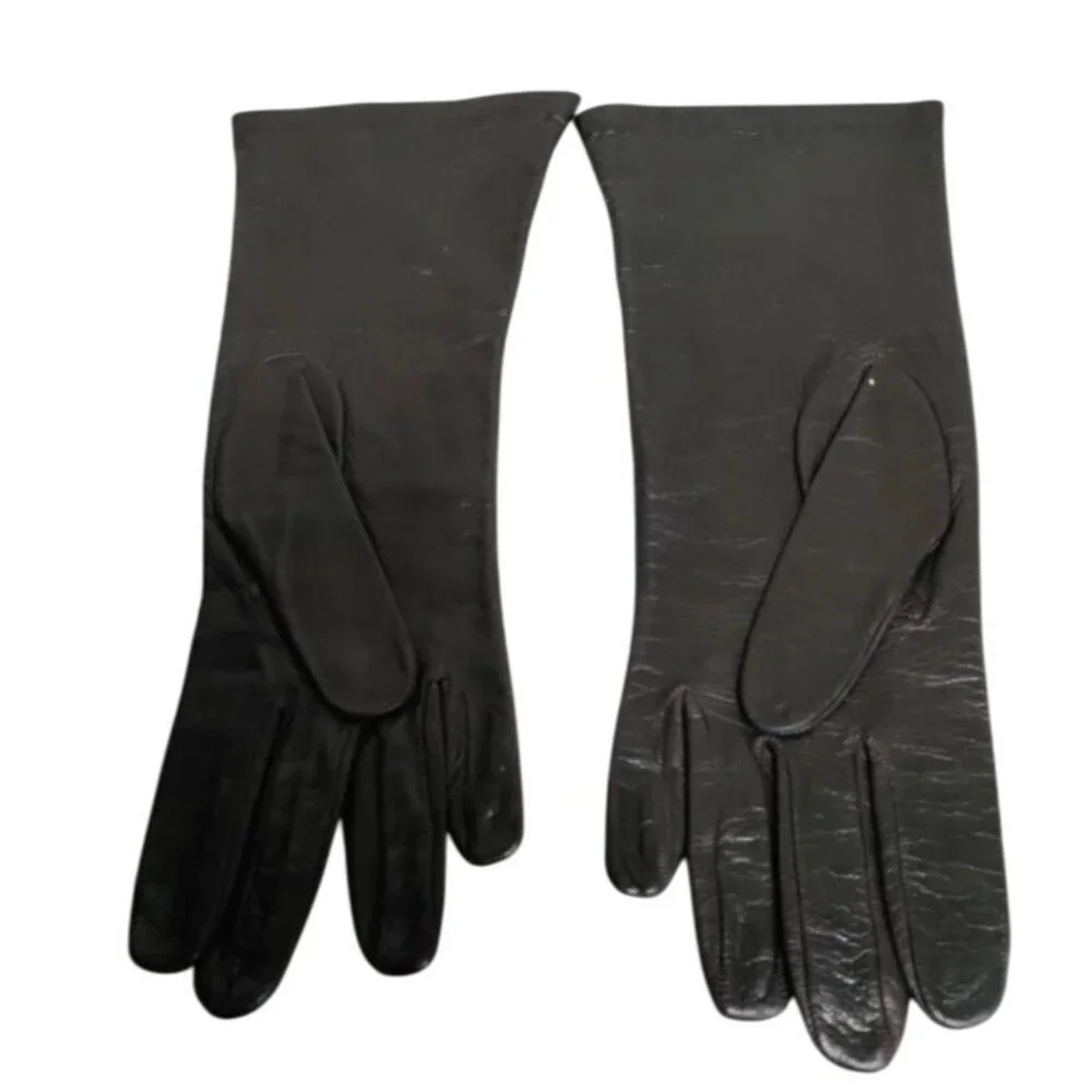 Neiman Marcus Brown Leather Gloves Silk Lined Luxury Vintage Equestrian Womens 7 - Picture 1 of 10